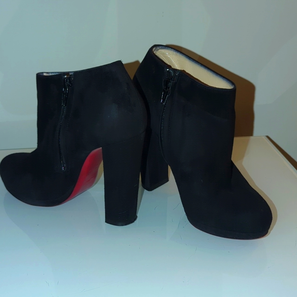 Christian Louboutin Black Suede Platform Booties